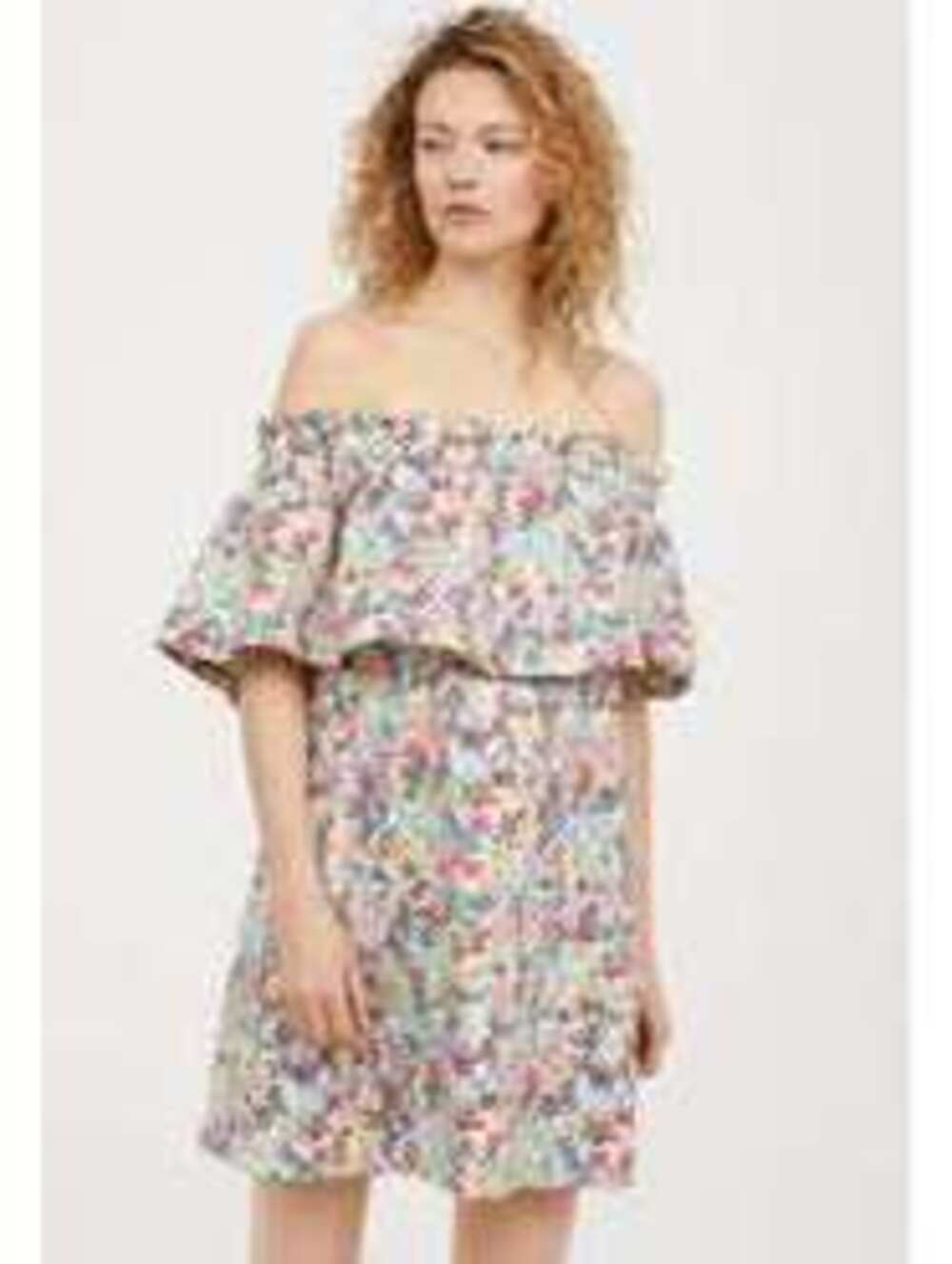H&M EUC Women's Floral Off-Shoulder Cotton Blend Dress Size M